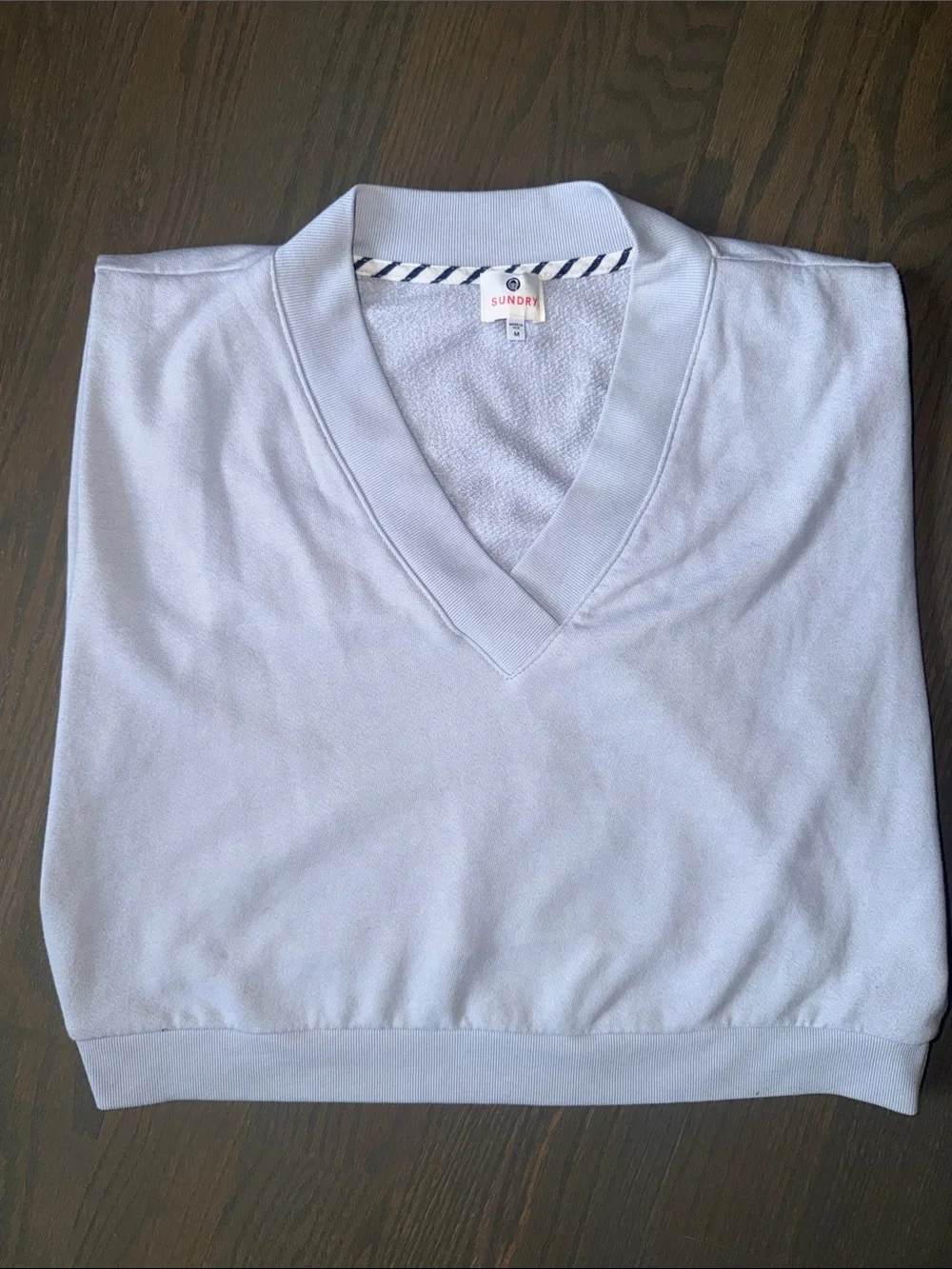 Sundry Lavender French Terry V-Neck Sweatshirt Pullover Medium Made in USA